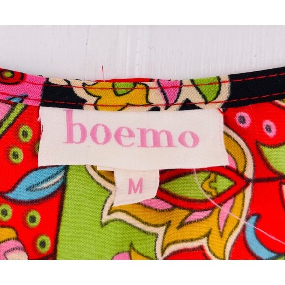 Boemo Womens Multicolor Paisley Long Sleeve Top Polyester M - Picture 2 of 5